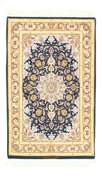 Navy Persian Isfahan Silk & Korker Wool 3' X 4'