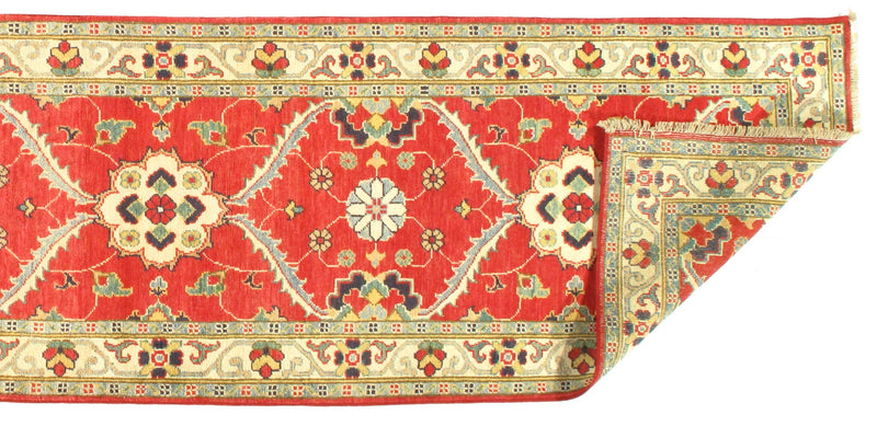 Red Kazak Design Lamb's Wool Rug 3' X 10'