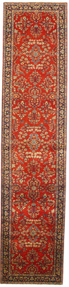 Rust Persian sarouk design Runner 2'.6''x12'