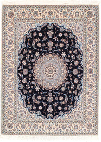 Navy Persian Nain silk & wool 5'x7'