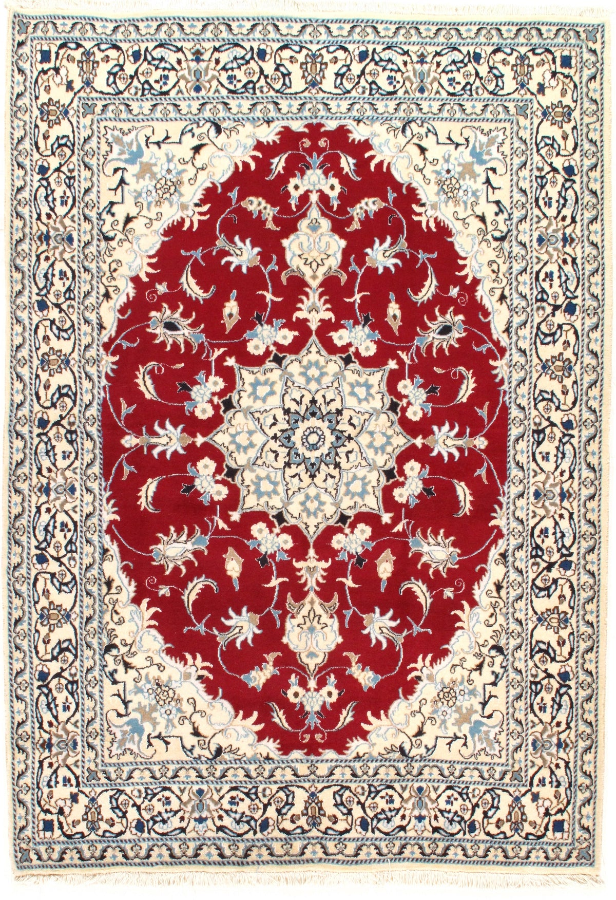 Red Nain Rugs Red Persian Nain silk & wool 5'5'' X 7'9'' – Alexandria Fine Rugs