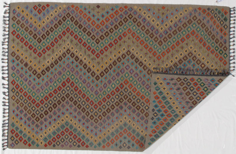 Multi color Flat weave kilim 6' 6'' X 9' 9''