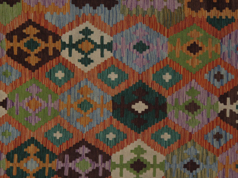 Multi color Flat weave kilim 6' 8''X 9' 7''