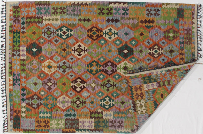 Multi color Flat weave kilim 6' 8''X 9' 7''