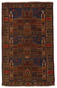 Navy Balouchi Prayer Rug 3' x 5