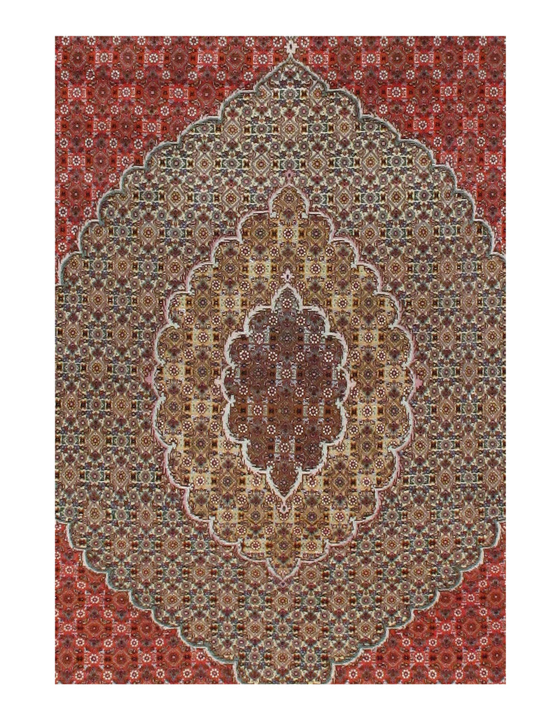 Rust Persian Tabriz Design silk & wool 6'.6'' X 9'.9''