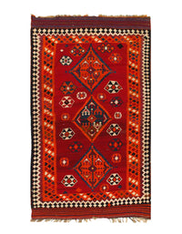 Red Vintage Persian Shiraz Kilim 5'8" X 9'8"