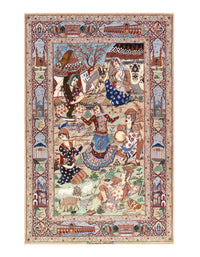 Multi Color Fine Persian Isfahan 4'4'' X 6'11''