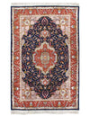 Navy Persian silk & wool Tabriz Design 5'3'' X 8'