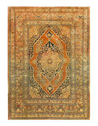 Rust Persian Antique Tabriz Design 4'1'' X 5'6''
