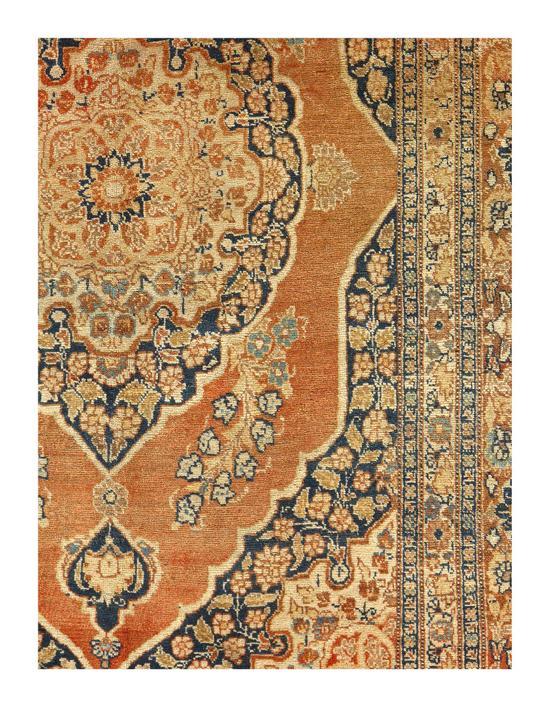 Rust Persian Antique Tabriz Design 4'1'' X 5'6''