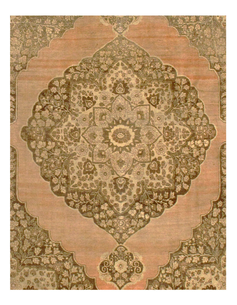 Light Brown Persian Antique Tabriz Design 9'.3'' X 11'.6''