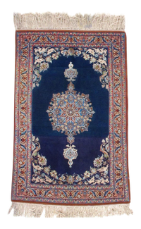 Navy Persian Isfahan silk & wool 2'2'' X 3'4''