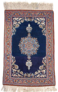 Navy Persian Isfahan silk & wool 2'2'' X 3'4''