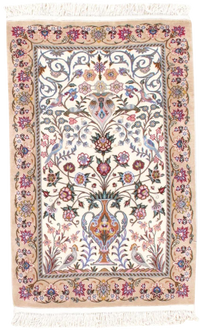 Ivory Fine Isfahan silk & wool 2'5'' X 3'8''