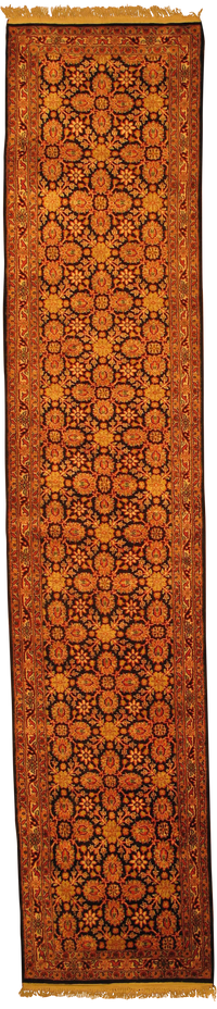 Black Fine Tabriz Design runner 2'6'' X 12'2''