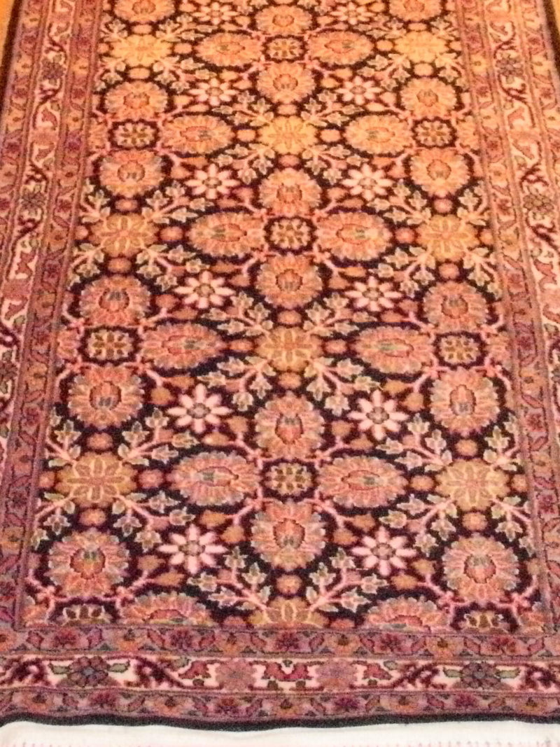 Black Fine Tabriz Design runner 2'6'' X 12'2''