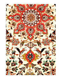 Ivory Persian Tabriz Design silk & wool 3'6" X 5'