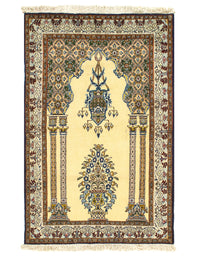 Ivory Persian Wool & Silk Qum 3' X 5'