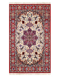 Beige Persian Isfahan silk & wool 2'3'' X 3'9''