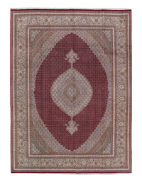 Red Persian Tabriz Design Fish Design Rug - 8'4" X 11'8''