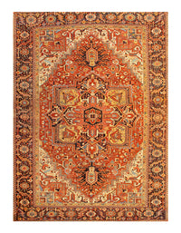 Rust Antique Persian Heriz Rug - 10′ × 13′8″