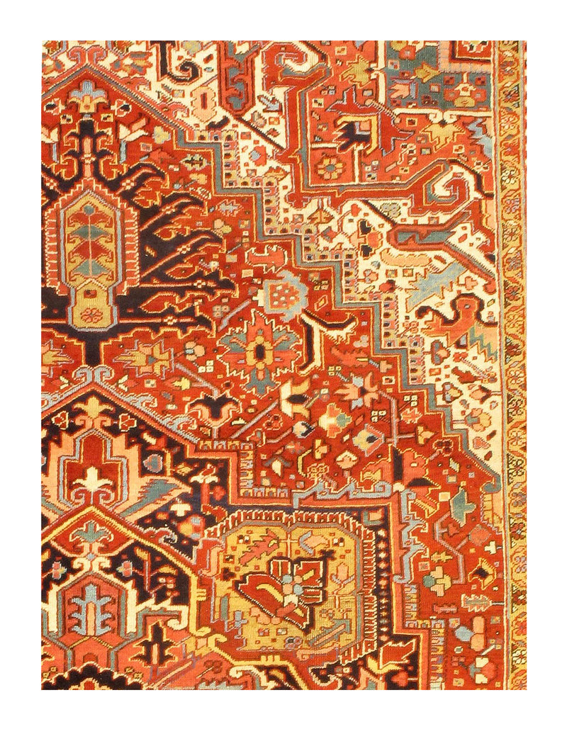 Rust Antique Persian Heriz Rug - 10′ × 13′8″