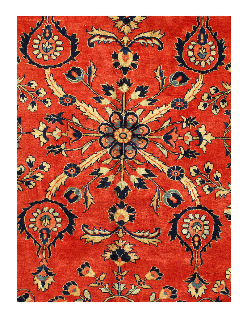 Rust Vintage Persian Sarouk Rug - 9'2" x 12'1"