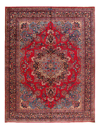 Red Persian Signed Mashad Rug 9'7" x 12'8"