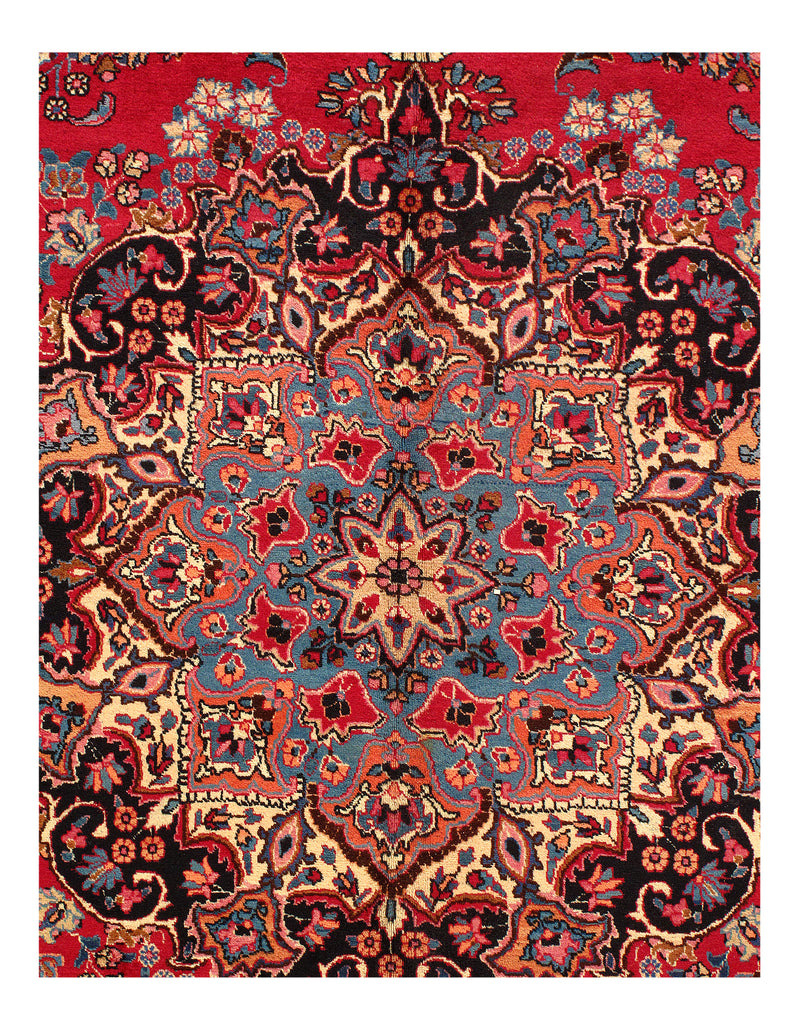 Red Persian Signed Mashad Rug 9'7" x 12'8"