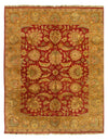 Red Hand Knotted Agra Rug - 7'9" x 10'1"