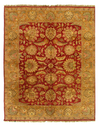 Red Hand Knotted Agra Rug - 7'9" x 10'1"