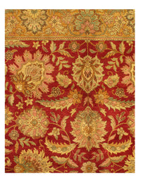 Red Hand Knotted Agra Rug - 7'9" x 10'1"