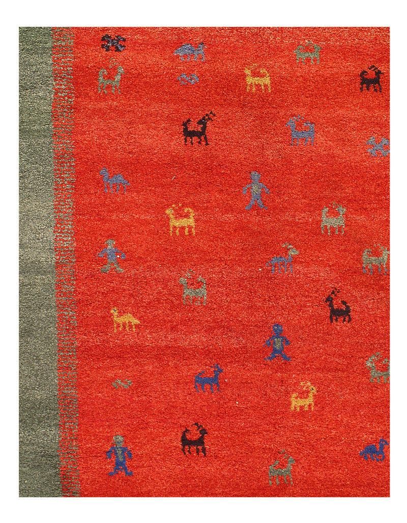 Green Habd Knotted Gabbeh Rug - 8'8" x 11'7"