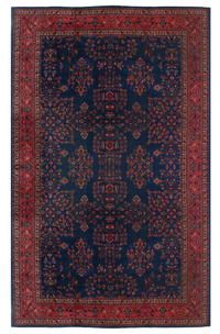 Navy Blue Antique Turkish Tabriz Design Rug - 10'9" x 21'5"