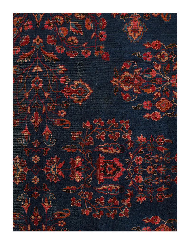 Navy Blue Antique Turkish Tabriz Design Rug - 10'9" x 21'5"