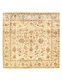 Ivory Fine Square Tabriz Design Hand knotted Rug 6'7'' X 6'7''