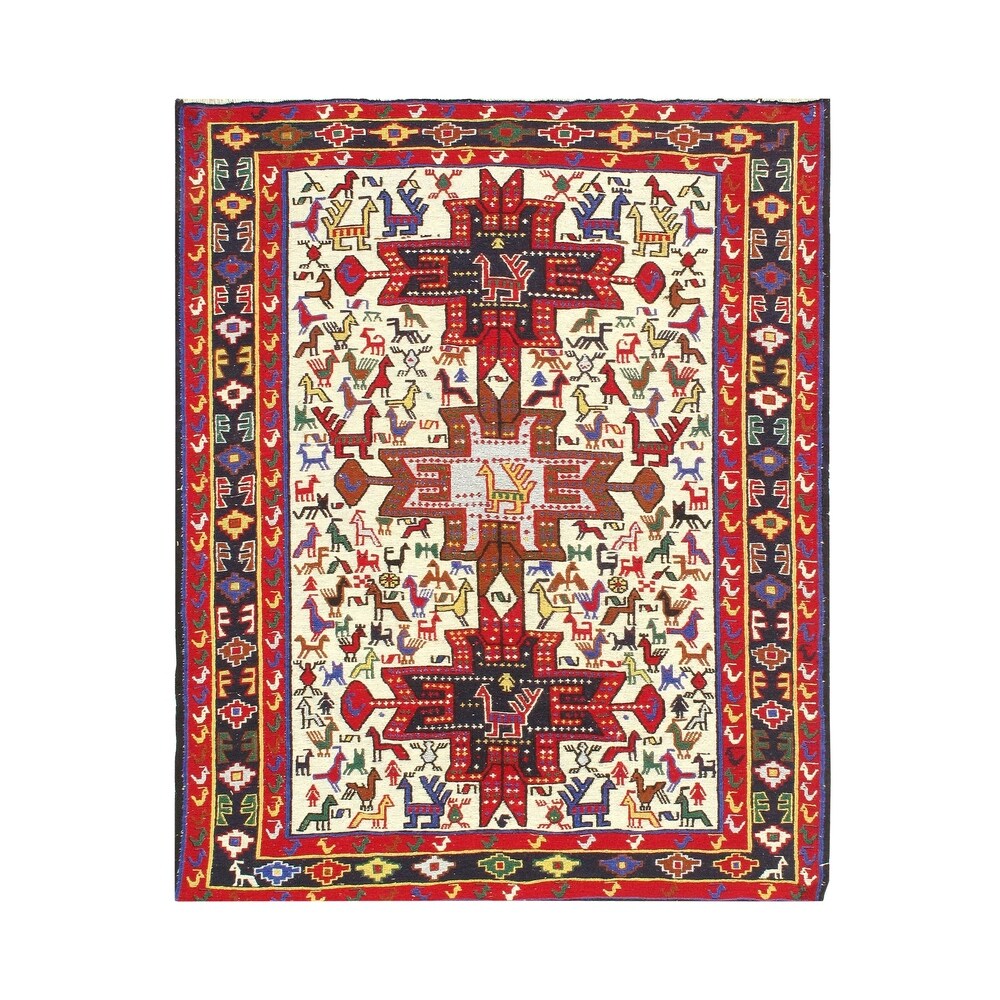 1960s Antique Persian Sumak Rug - 3′8″ × 4′8