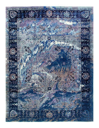 Navy Blue Fine Hand Knotted Modern Rug 9' X 12'