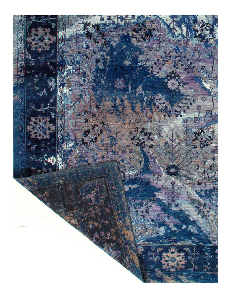 Navy Blue Fine Hand Knotted Modern Rug 9' X 12'