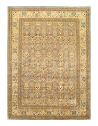 L Blue Hand Knotted Tabriz Design Design 10' X 14'