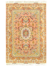 Rose Color fine Persian 70 Raj Tabriz Design silk & wool Rug 6'6'' X 10'