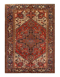 Rust Antique Persian Heriz Serapi Rug 7' X 10'