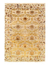 Beige Color Fine Hand Knotted silk & wool rug 6' X 9'