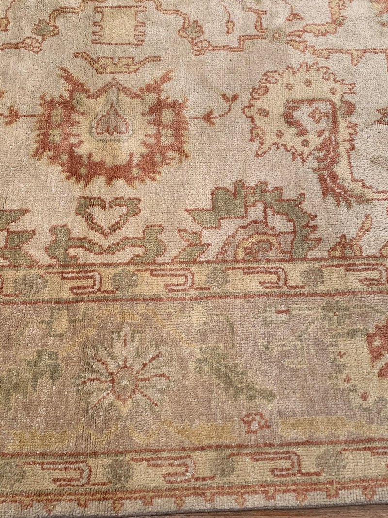 Beige Fine Hand Knotted Oushak Rug 8' X 25'