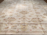 Ivory Fine Hand Knotted Oushak Rug 12' X 14'