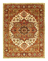 Beige Fine Hand-Knotted Serapi Design 9' X 12'