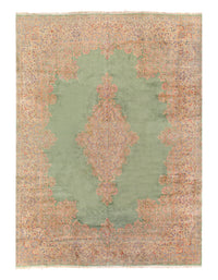 L Green Fine Persian Hand Knotted Kerman 13' X 17'