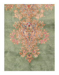 L Green Fine Persian Hand Knotted Kerman 13' X 17'