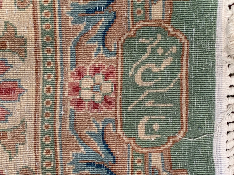 L Green Fine Persian Hand Knotted Kerman 13' X 17'